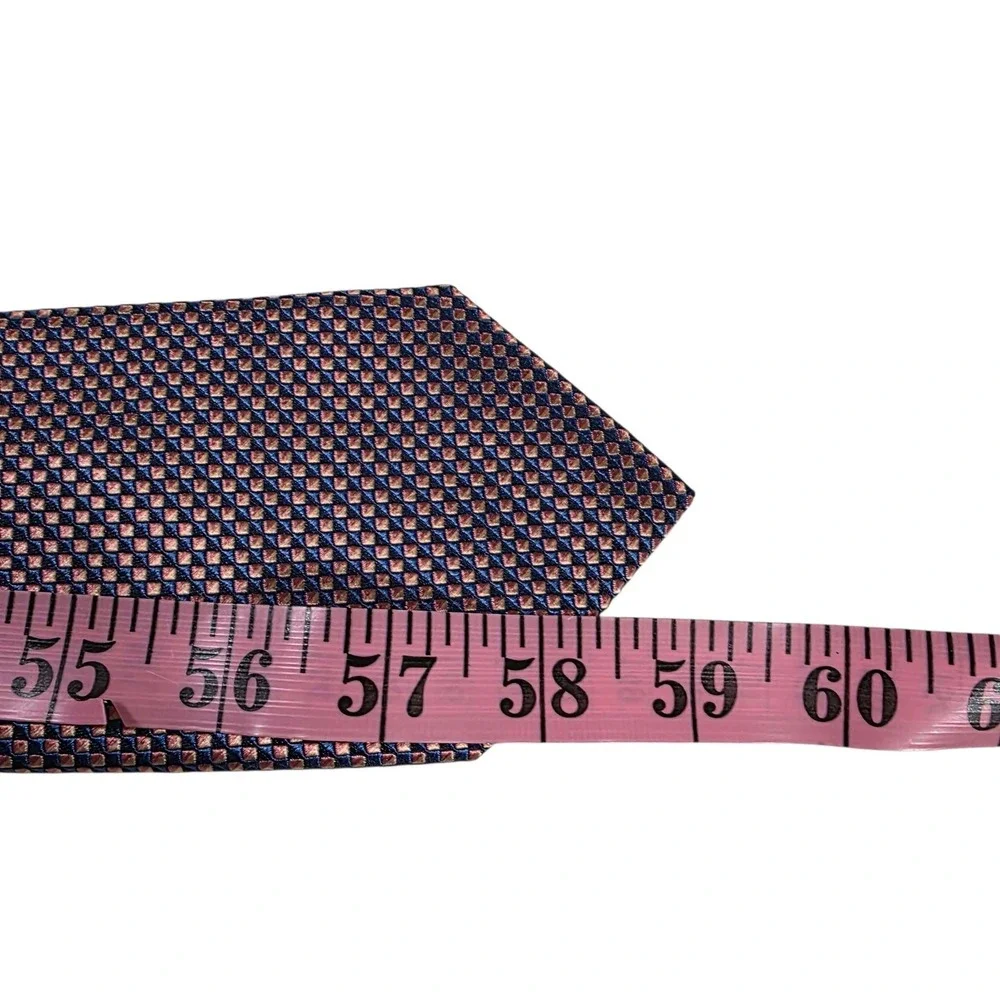 MICHAEL KORS Silk Tie Men Polka Dot Pattern Necktie Navy Pink Dress Preppy Style